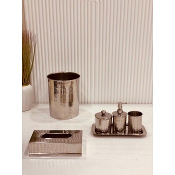 طقم حمام استيل بتصميم فضي 6 قطعة