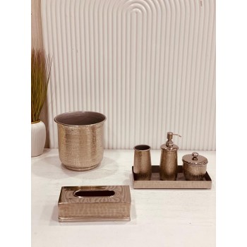 طقم حمام استيل بتصميم فضي 6 قطعة