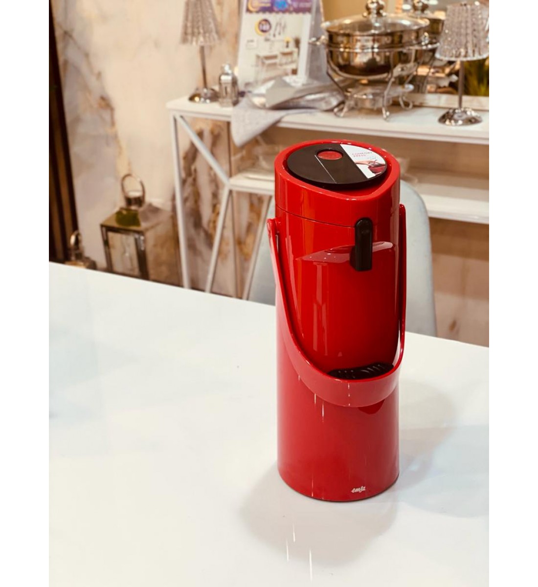 ابريق حراري معزول مصنوع من الستانلس ستيل بسعة 1.9 لتر، 17×16.5×39 سم، لون احمر