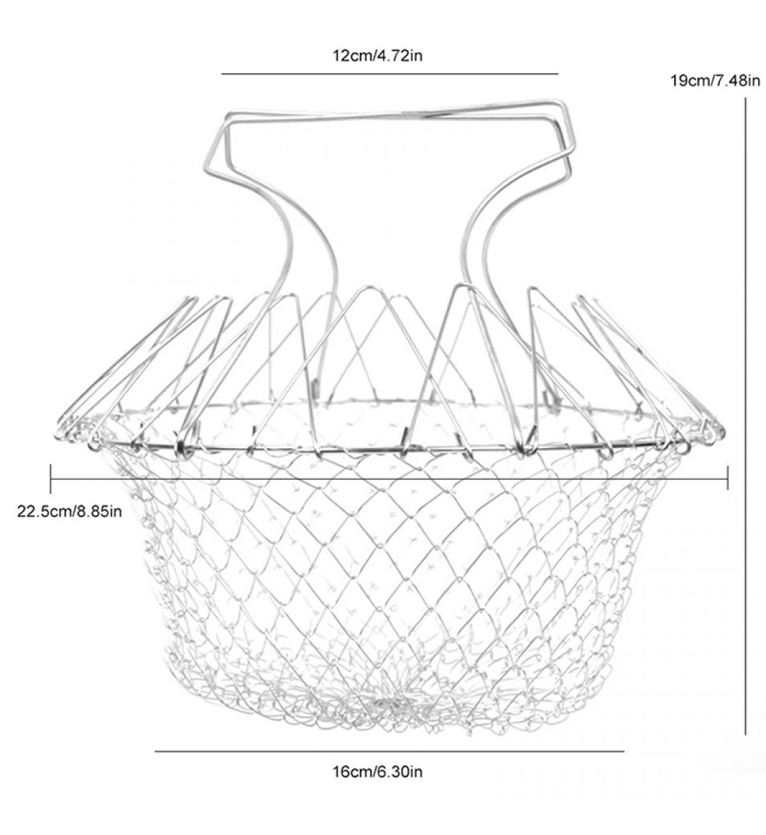 سلة تقلى قابلة للطي من wiالمخستار من الفولاذ المقاوم للصدأ لشطف البخار سلة تقلى الفرنسية للطهاة مصفاة شبكة أدوات المطبخ للطبخ