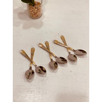 طقم ملاعق اكل صغير  6 حبات فضي مذهب