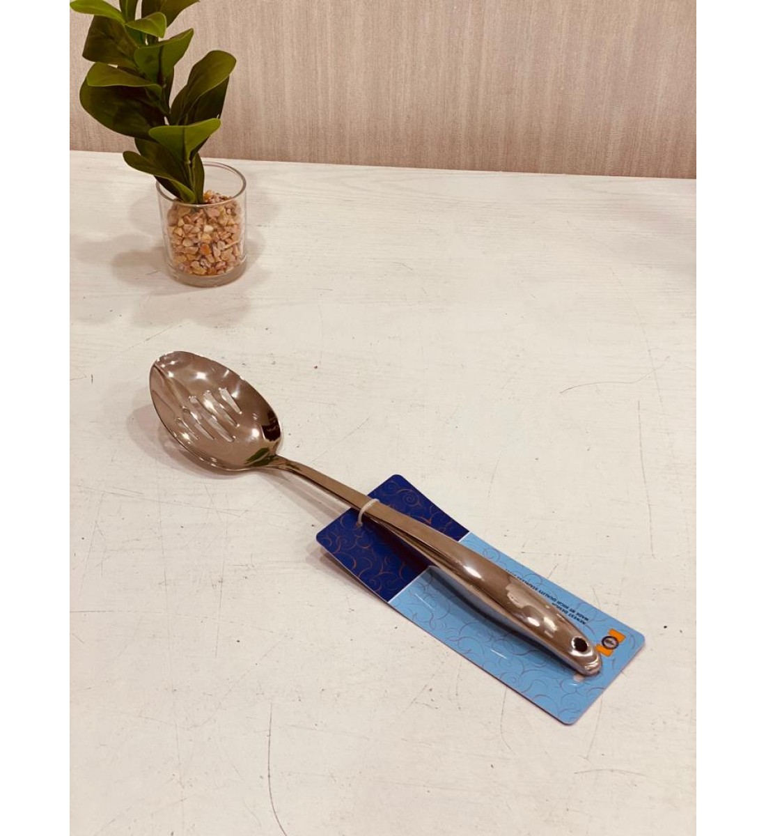 ملعقة غرف بمصفاة للزيت استانلس استيل فضي خامة ثقيلة ملعقة غرف بمصفاة للزيت استانلس استيل فضي خامة ثقيلة