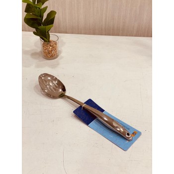 ملعقة غرف بمصفاة للزيت استانلس استيل فضي خامة ثقيلة