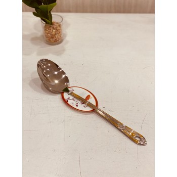 ملعقة غرف الطعام استانلس استيل فضي بنقشة ذهبي خامة ثقيلة