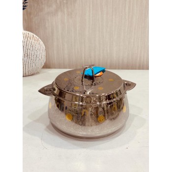 حافظة طعام استيل السيف فضي بنقشة مذهبة 3500 مل  