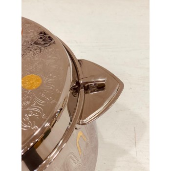 حافظة طعام استيل السيف فضي بنقشة مذهبة 2500 مل  