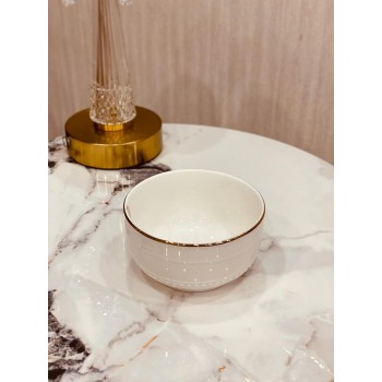 زبدية  سراميك ابيض خط مذهب11 سم 