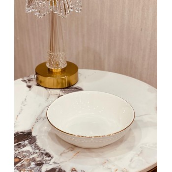 زبدية  سراميك ابيض خط مذهب16سم 