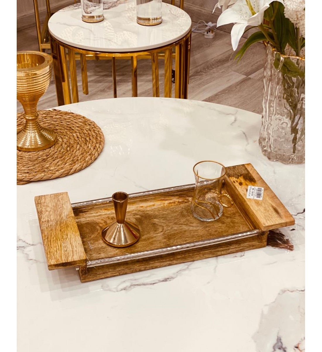 Tofria Serving Wood with Iron Edges Indian Shape 52*15cm 