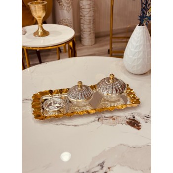 طقم تمرية مع طوفرية فضي مذهب43*22  سم 