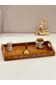 Brown wooden serving tray with engraving - Indian shape, 40 * 25 cm