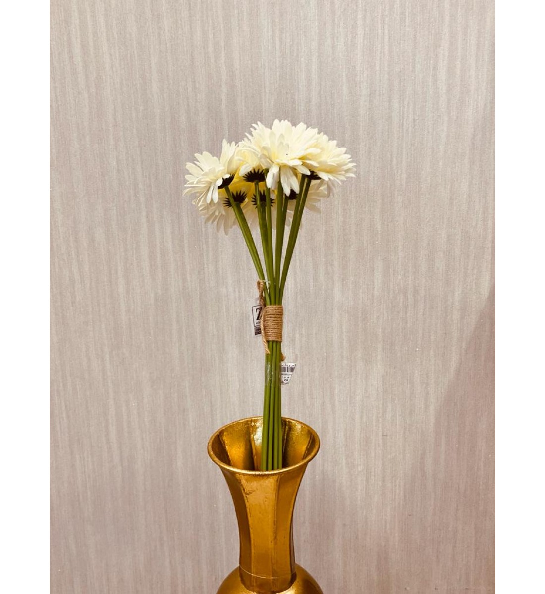 باقة ورد تنسيق ريفي جيربيرا لون سكري صناعي55سم 