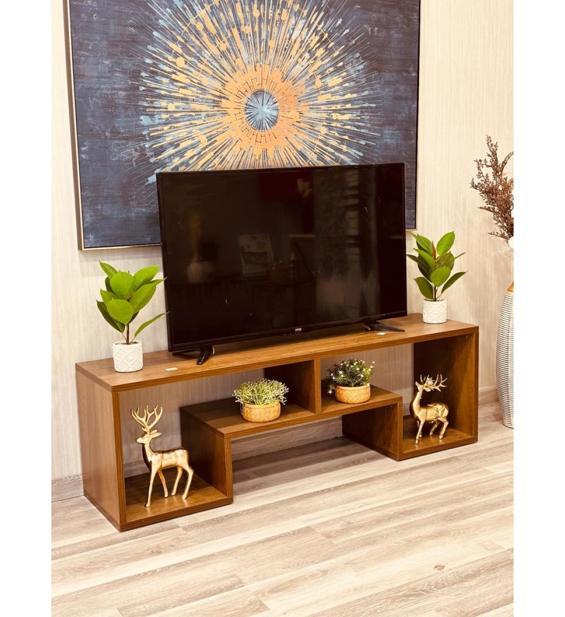 طاولة بلازما خشبي طبيعي لون بني (160*40*50)سم