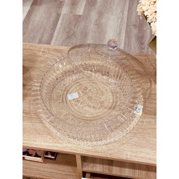 صحن كيك بتصميم قبة ـ بقاعدة و بغطاء اكريلك دائري  38*14 سم 