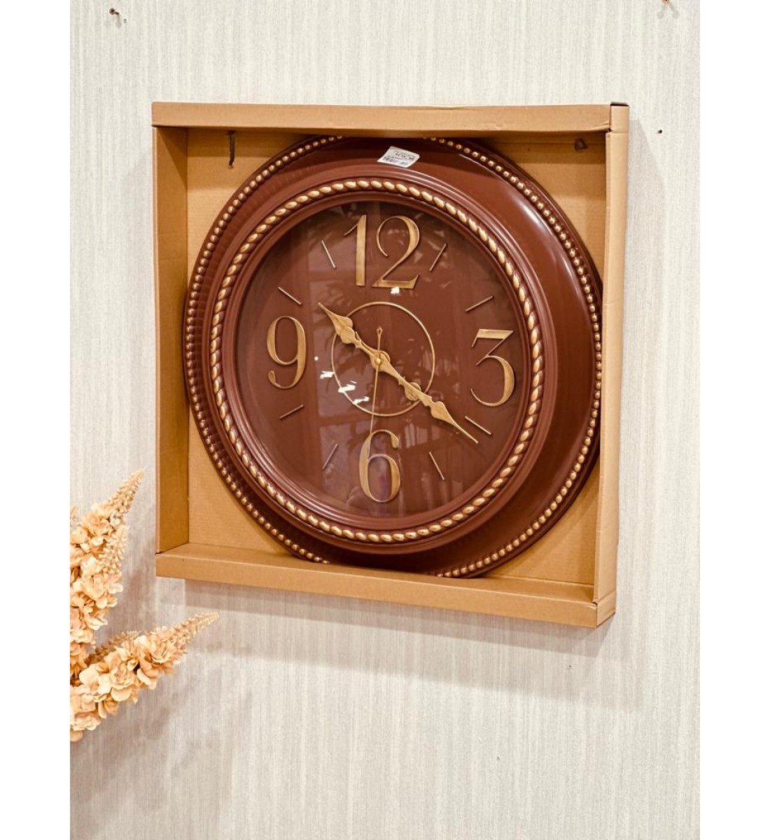 ساعة حائط تعليق دائري بني- شكل عصري50 سم ساعة حائط تعليق دائري بني- شكل عصري50 سم