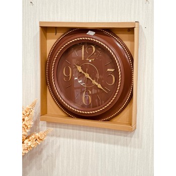 ساعة حائط تعليق دائري بني- شكل عصري50 سم 