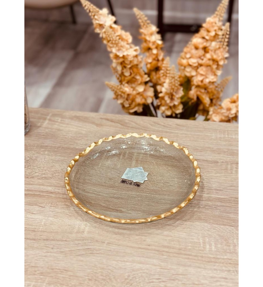  صحن تقديم زجاج مذهب وخامة ثقيلة 25 سم 