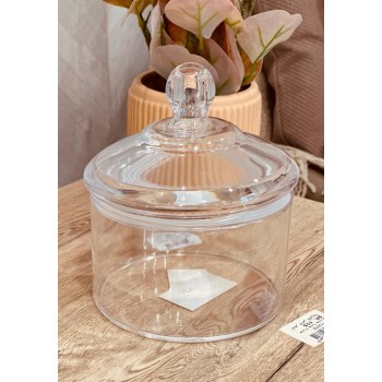 علبة مكسرات اكرلك بغطاء شفاف سادة 16 سم 