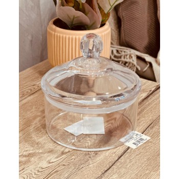 علبة مكسرات اكرلك بغطاء شفاف سادة 13 سم 