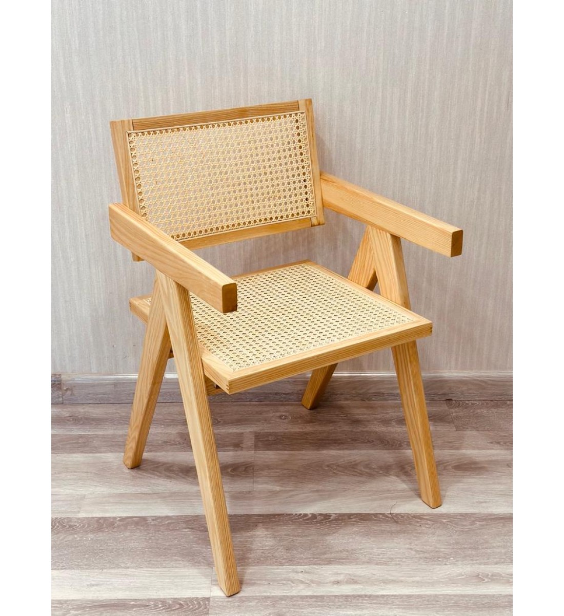 Classic rustic wooden chair in beige color - modern design