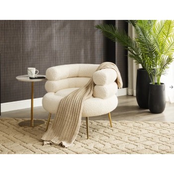 كرسي قماش  بوكلية  بتصميم مميز وجذاب لون ابيض 