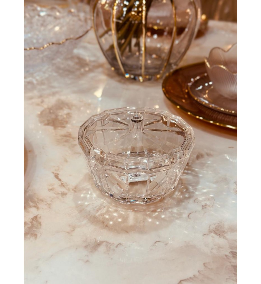 Round acrylic date with lid - transparent 12 cm