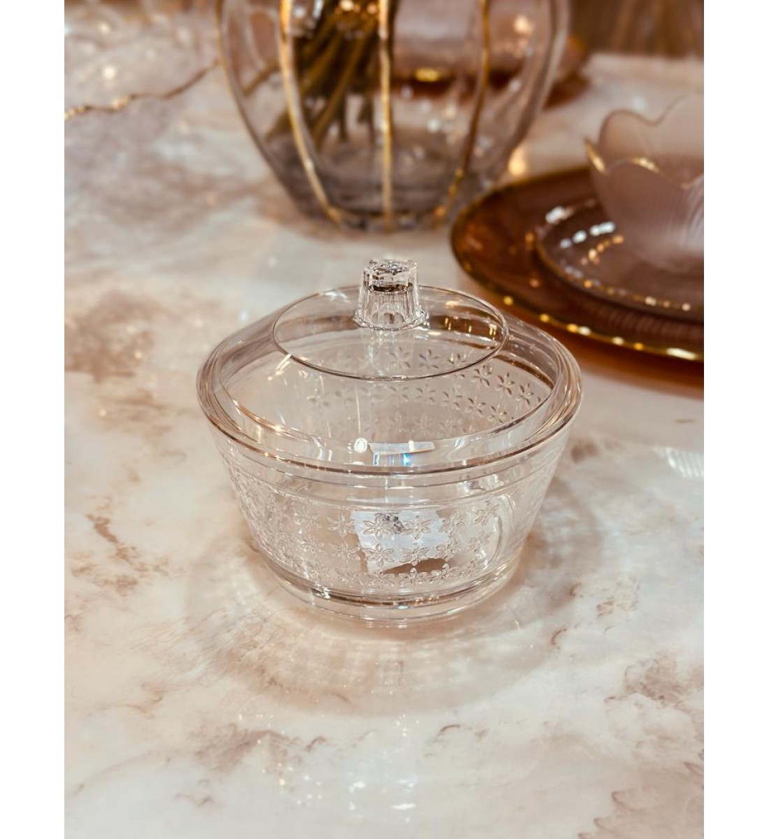 Round acrylic date with lid - transparent 12 cm