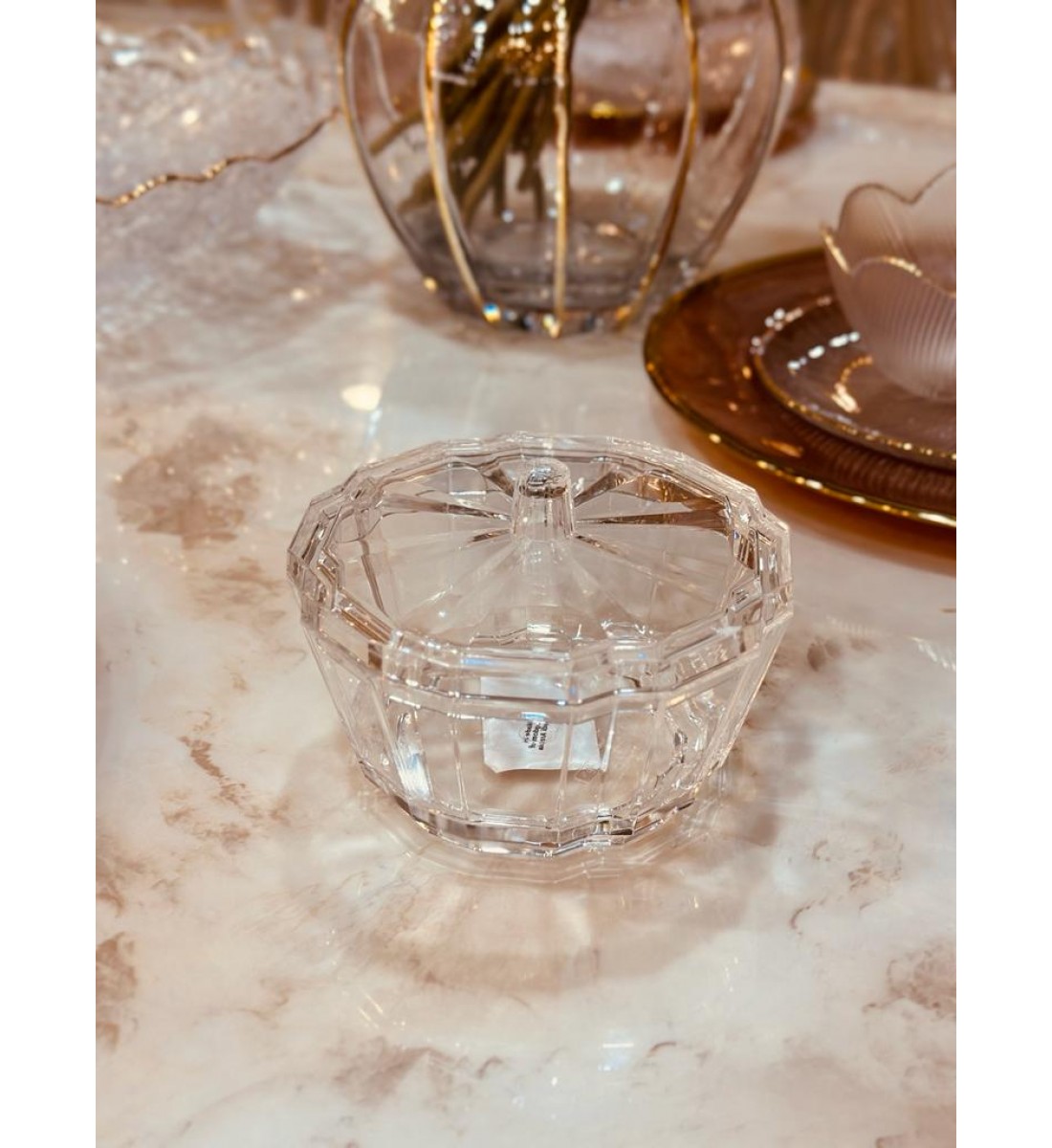 تمرية اكريلك دائري بغطا - شفاف 12سم