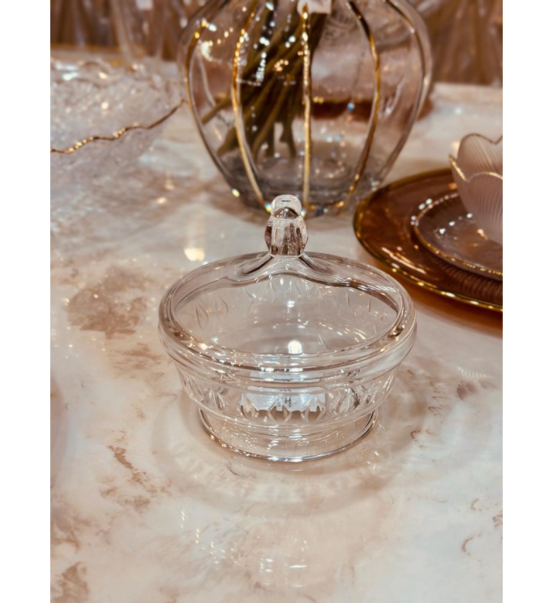 Round acrylic date with lid - transparent 12 cm
