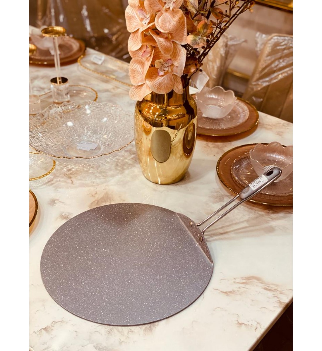 صاج طاوة جرانيت بيد استيل فضي 40سم