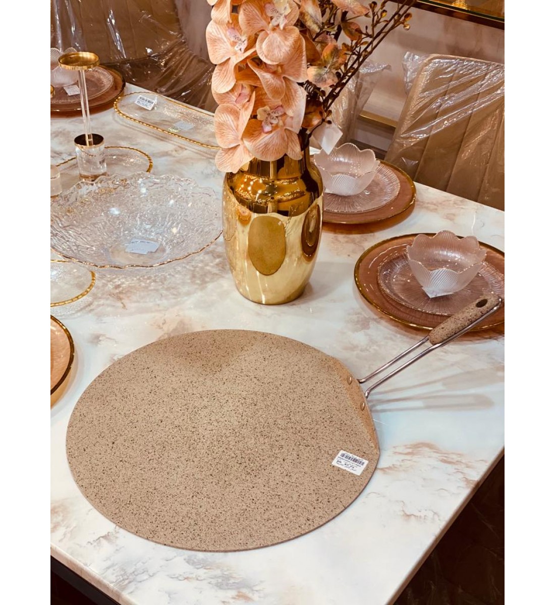 صاج طاوة جرانيت بيد استيل فضي 40سم