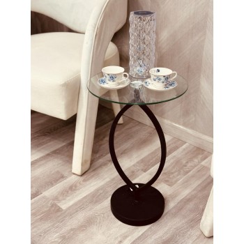 طاولة خدمة مفرد زجاج بقاعدة حديد مقوس متين 35*55سم 