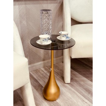 طاولة خدمة مفرد زجاج بقاعدة حديد شكل قطرة متين 35*55سم 