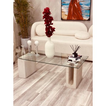 طاولة خدمة زجاج بقاعدة رخام