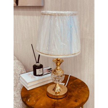 ابجورة طاولة كرستال ذهبي ـ قماش ابيض 45سم