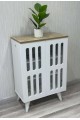 Wooden shoe cupboard, 2 doors, white, with a wooden surface, size 60 * 90 cm