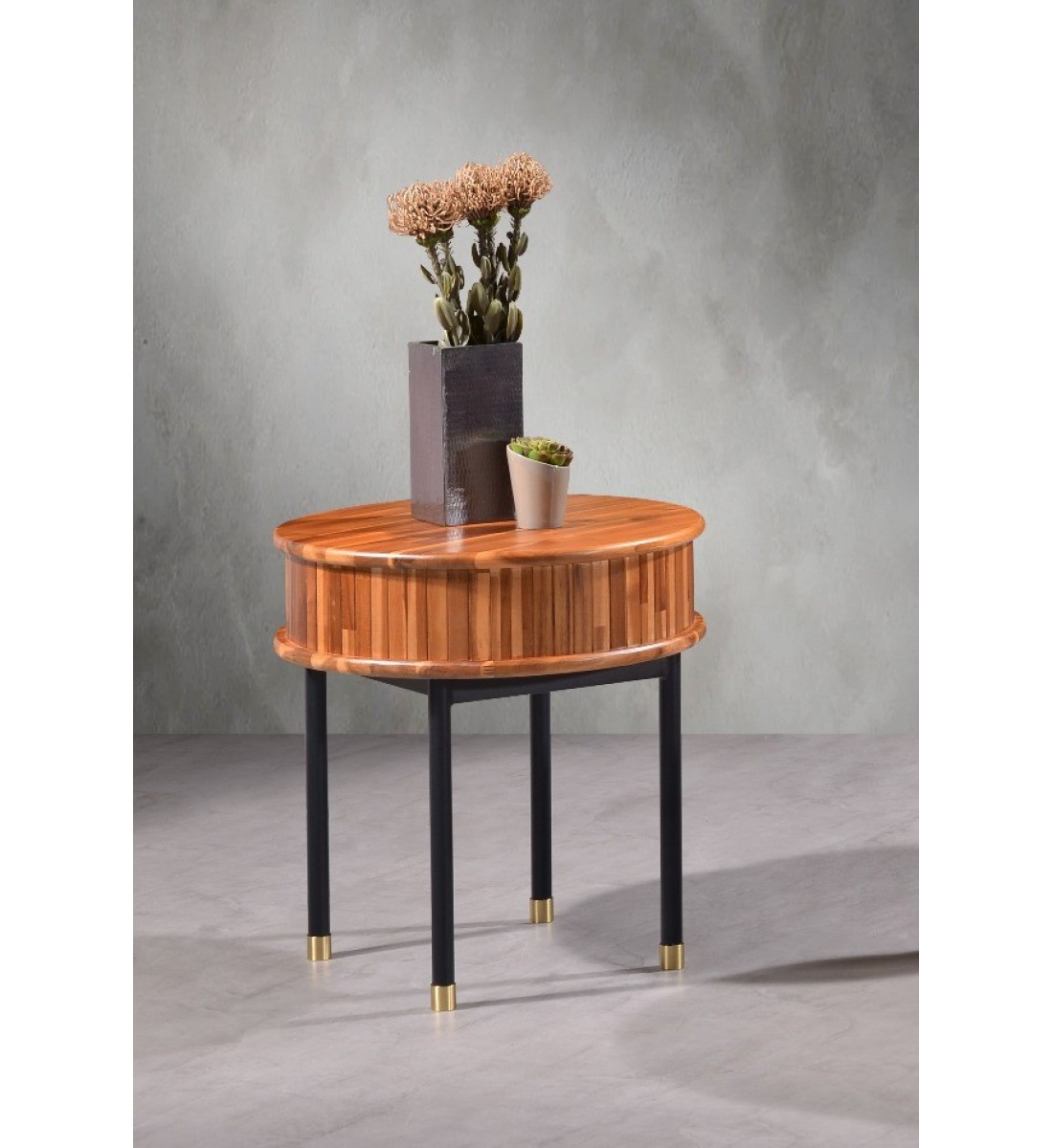 طاولة  خدمة تقديم شاي والقهوة  خشبي ماليزي  بدرج للتخزين 50*52*52سم