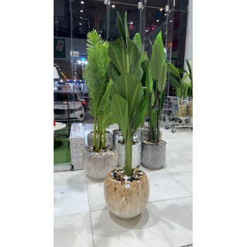 شجر تزيين صناعي  بمركن سراميك شكل حديث 185سم