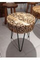 طاولة خدمة تقديم شاي والقهوة خشب طبيعي صناعة يدوية إندونيسي شكل دائري مقاس 40*50 سم