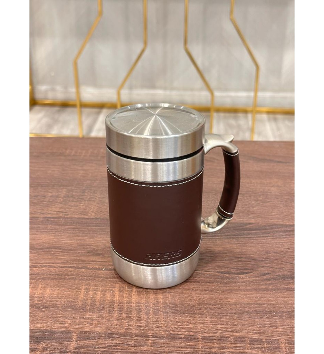 كوب استيل ملبس بجلد حافظ للحرارة 16سم 