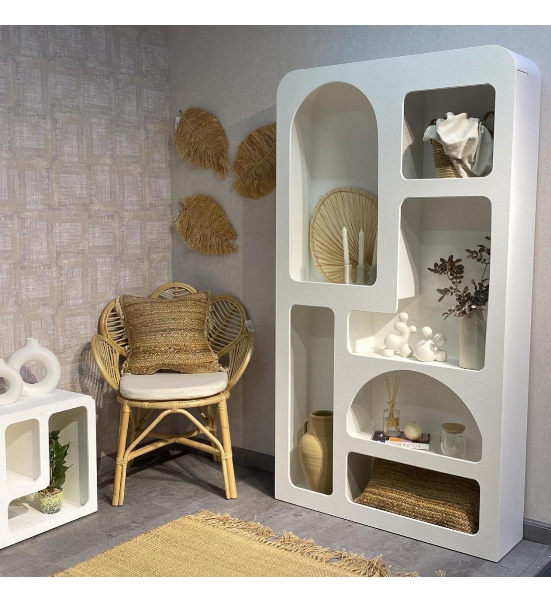 Luxurious white multi-use storage cupboard, size 200 * 100 * 41 cm