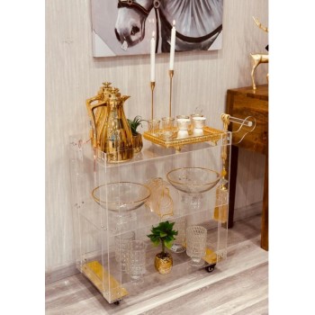 عربية تقديم اكرليك  3 دور بكفرات سهلة الحركة المقاسات 90*70*40 سم