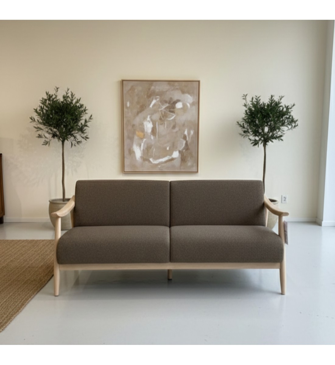  كرسي كنب مقعدين  خشب  ماليزي قماش  بأرجل خشب مقاس 179*78*85سم