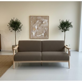  كرسي كنب مقعدين  خشب  ماليزي قماش  بأرجل خشب مقاس 179*78*85سم