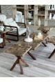 Wooden service tables set with wooden bases 5 pieces 