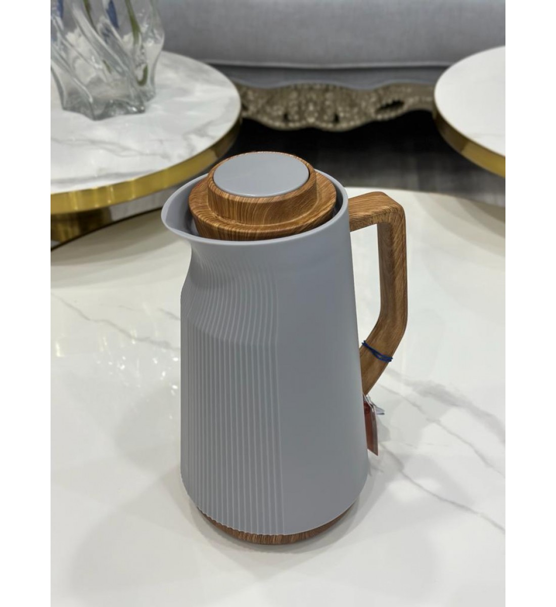  Solia Wooden Grey Thermos 1 Liter With Elegant Look 