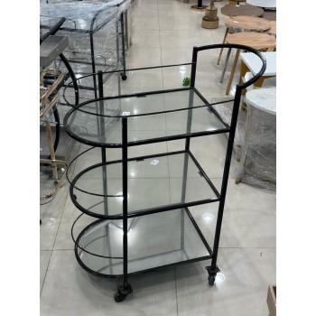 عربية تقديم حديد زجاج   3 دور بكفرات سهلة الحركة المقاسات 85*80*38 سم