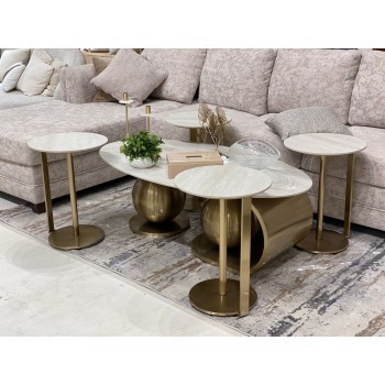 طقم طاولات قهوه على النمط الاوروبي 5قطع سراميك