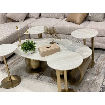 طقم طاولات قهوه على النمط الاوروبي 5قطع سراميك