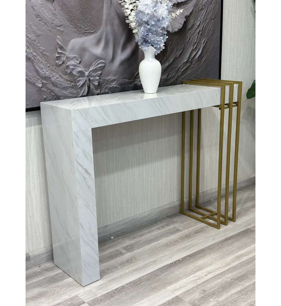 Marble alternative entrance table, new and elegant shape (120*30*75) cm